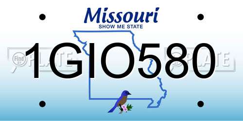 1GIO580 Missouri License Plate