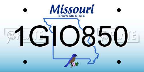1GIO850 Missouri License Plate