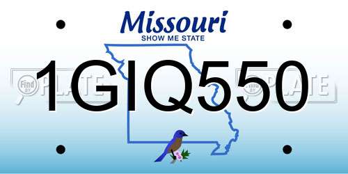 1GIQ550 Missouri License Plate