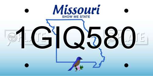1GIQ580 Missouri License Plate
