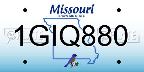 1GIQ880 Missouri License Plate
