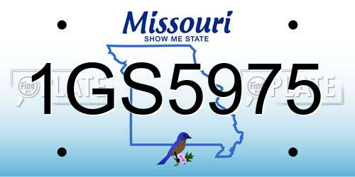 1GS5975 Missouri License Plate