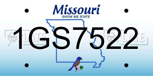 1GS7522 Missouri License Plate