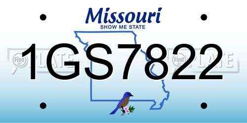 1GS7822 Missouri License Plate