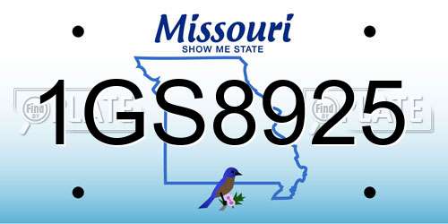 1GS8925 Missouri License Plate