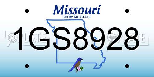 1GS8928 Missouri License Plate