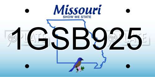 1GSB925 Missouri License Plate