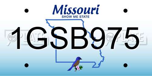 1GSB975 Missouri License Plate