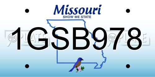 1GSB978 Missouri License Plate