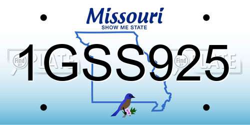 1GSS925 Missouri License Plate