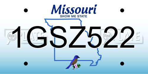 1GSZ522 Missouri License Plate