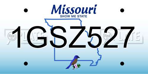 1GSZ527 Missouri License Plate