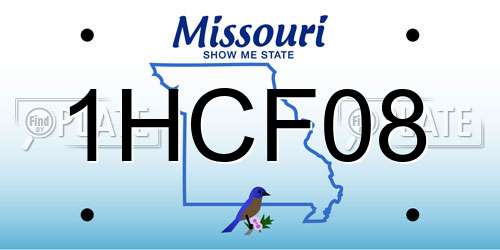 1HCF08 Missouri License Plate