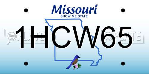 1HCW65 Missouri License Plate