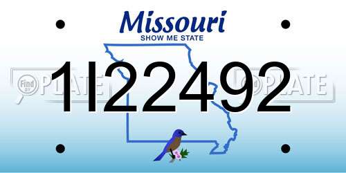 1I22492 Missouri License Plate