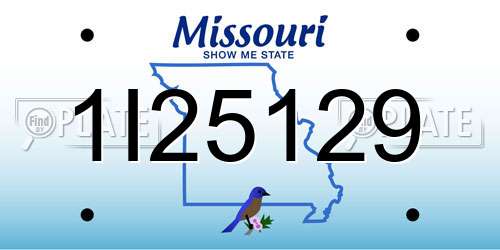 1I25129 Missouri License Plate