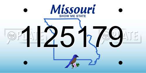 1I25179 Missouri License Plate