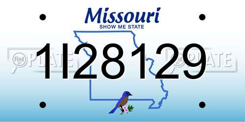 1I28129 Missouri License Plate