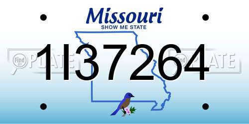 1I37264 Missouri License Plate
