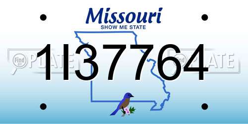 1I37764 Missouri License Plate