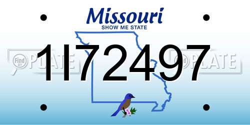 1I72497 Missouri License Plate