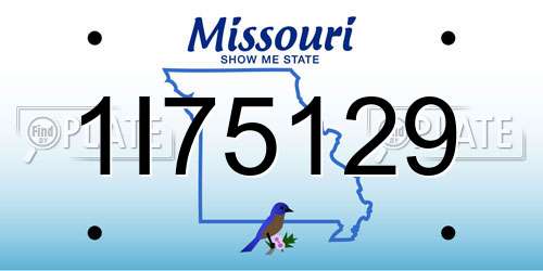 1I75129 Missouri License Plate