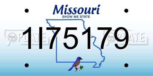 1I75179 Missouri License Plate