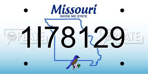 1I78129 Missouri License Plate