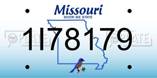 1I78179 Missouri License Plate