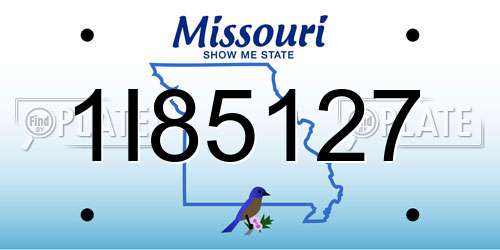 1I85127 Missouri License Plate