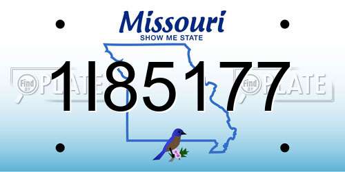 1I85177 Missouri License Plate