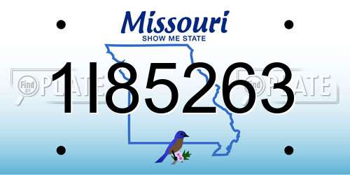 1I85263 Missouri License Plate