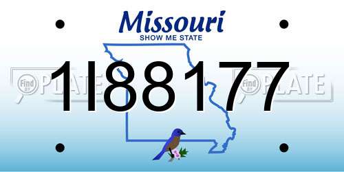 1I88177 Missouri License Plate