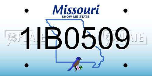 1IB0509 Missouri License Plate