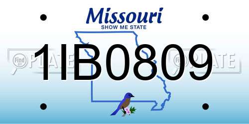 1IB0809 Missouri License Plate