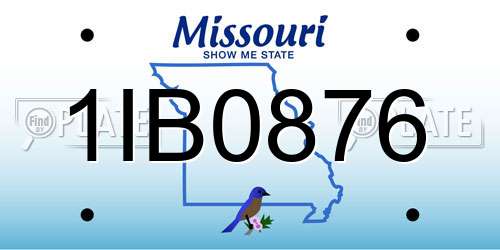 1IB0876 Missouri License Plate