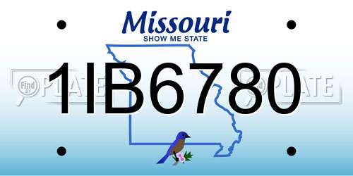 1IB6780 Missouri License Plate