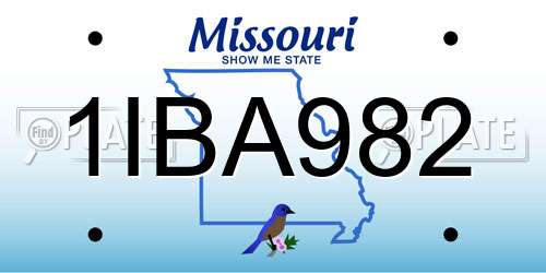 1IBA982 Missouri License Plate