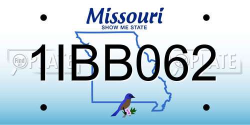 1IBB062 Missouri License Plate
