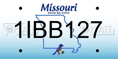 1IBB127 Missouri License Plate