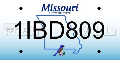 1IBD809 Missouri License Plate