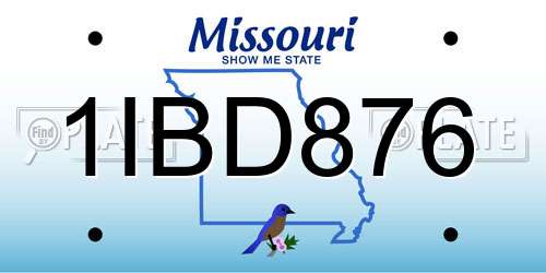 1IBD876 Missouri License Plate