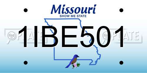 1IBE501 Missouri License Plate