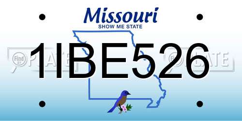 1IBE526 Missouri License Plate