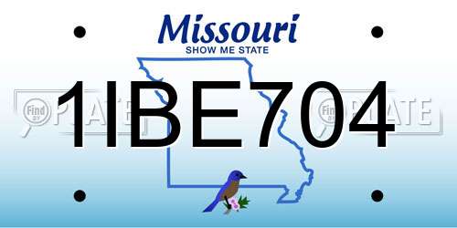 1IBE704 Missouri License Plate