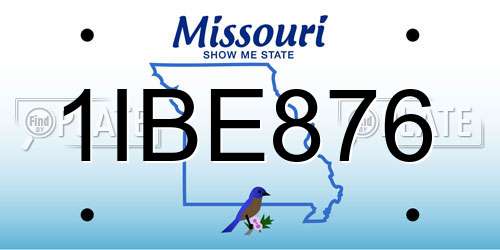 1IBE876 Missouri License Plate