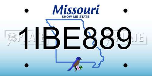 1IBE889 Missouri License Plate