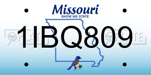 1IBQ809 Missouri License Plate