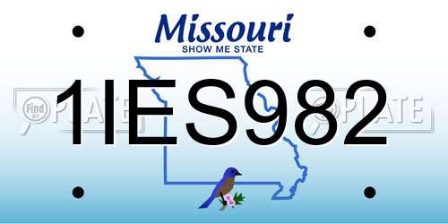 1IES982 Missouri License Plate
