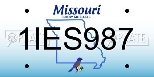 1IES987 Missouri License Plate